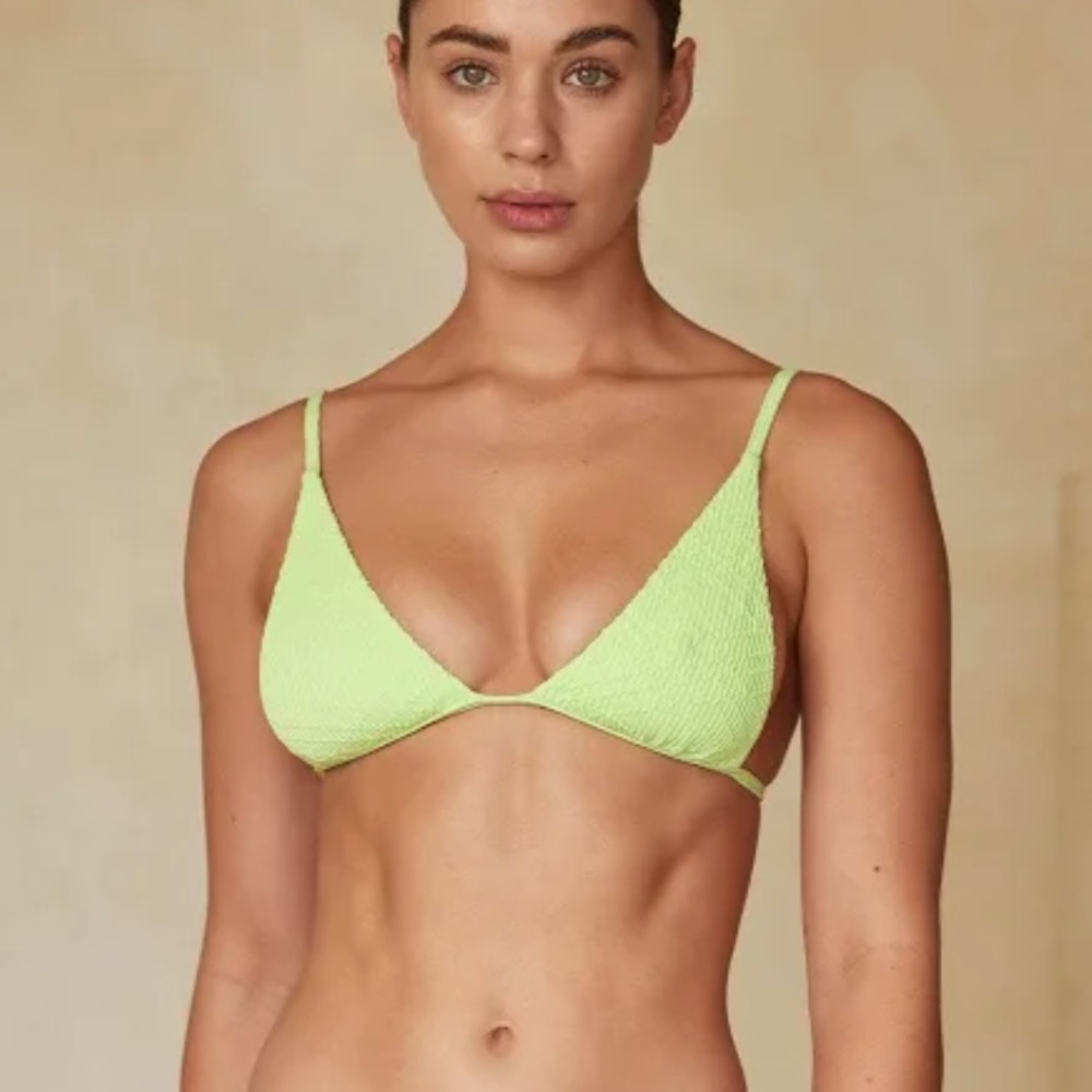 NWT- P (XS) - Monday Swimwear - Barbados Top - Honeydew Summer Plaid Green